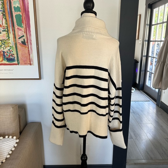NWT Bershka Roll Neck Sweater in Ecru & Black Stripe Sweater - Picture 9 of 10